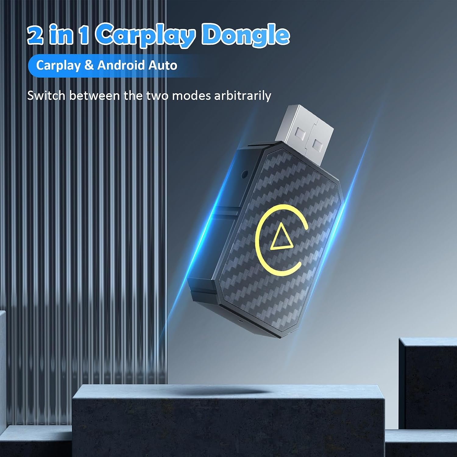 Adaptador Inalámbrico Automático Para Android 2 En 1 & Ca-R-P-Lay, Pug & Play Estable Rápido Con Cable a Dongle Inalámbrico Apto Para Automóviles, Actualización En Línea, Negro